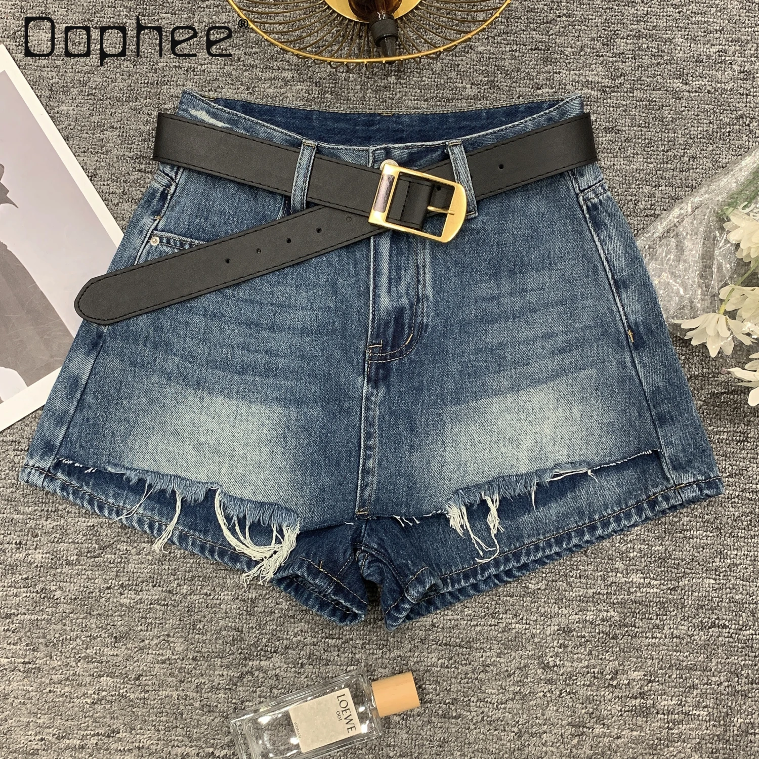Korean Spice Girl Retro Fashion Rough Edge Ripped Denim Skirt Women Summer High Waist Slim A-line Skirts Street Trendy Y2K Skirt