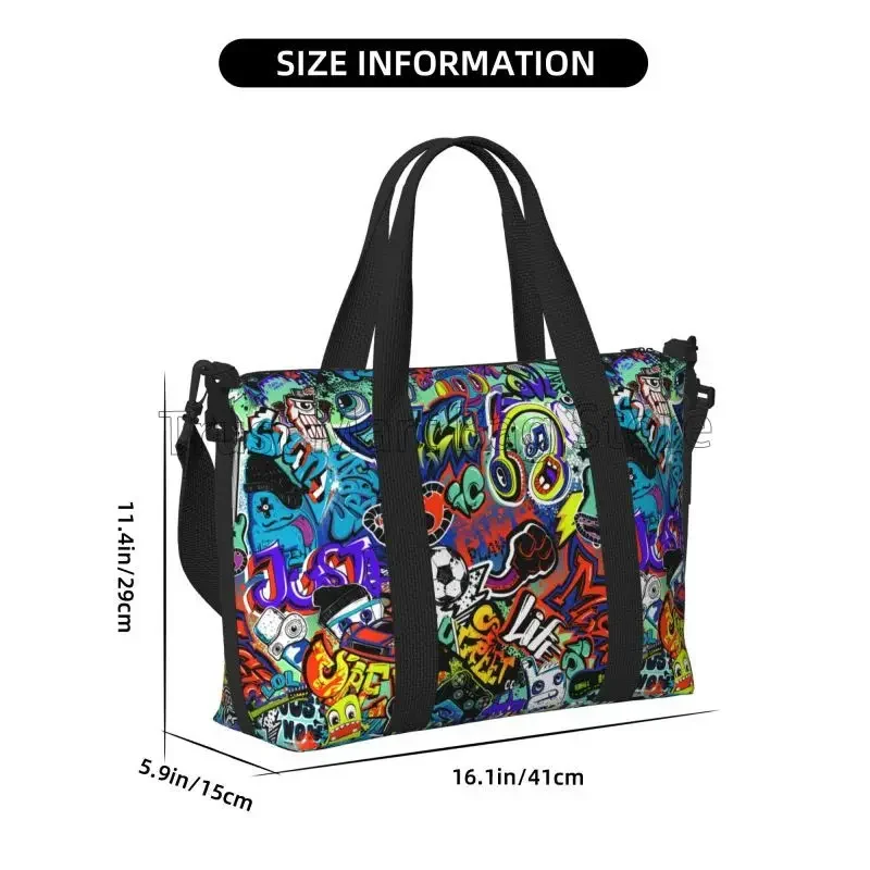 Cool Graffiti Wall Hip Hop Art Print Travel Duffel Bag Foldable Weekender Overnight Carry on Bags Portable Sport Gym Yoga Bag