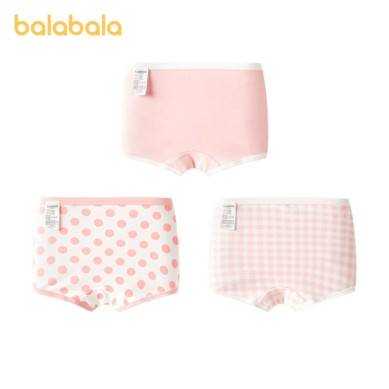 Balabala Underwear Girls Cotton Square-Cut Boxer Briefs Triangular Shorts Non-Pinch No Wedgie Pack of Three with Square Corners