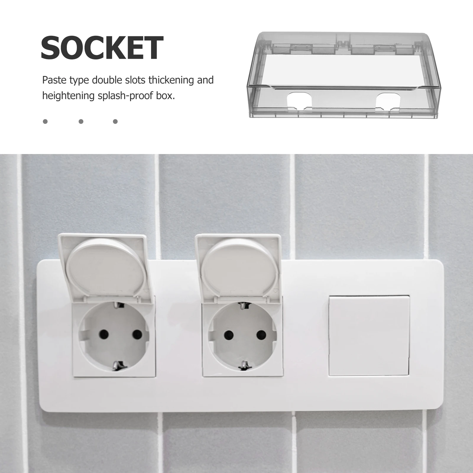 

2pcs Waterproof Socket Sticky Outlet Double Slots Thickened Heightening Splash-Proof Plug Protector For Water Heaters