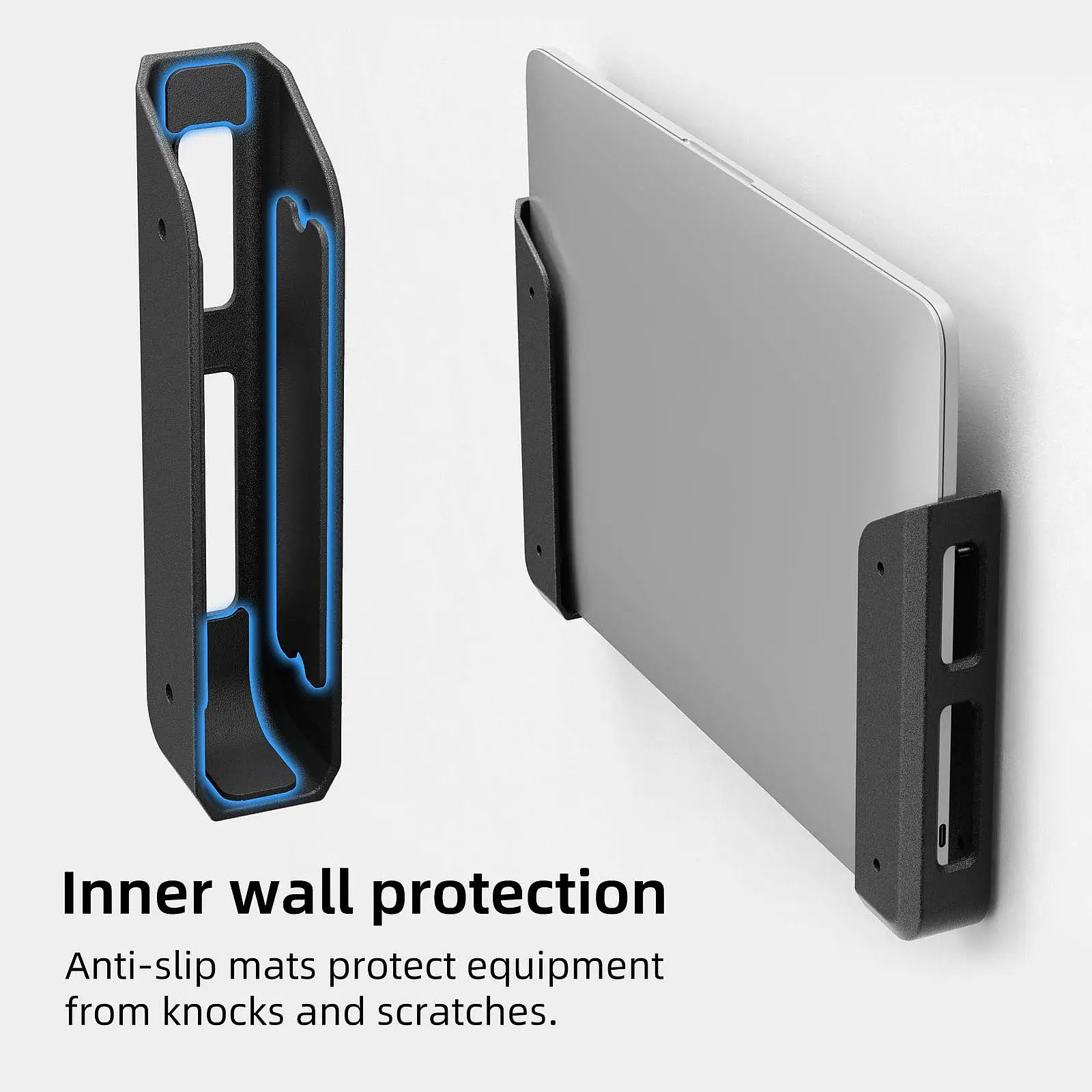 Wall & Under Desk Laptop Mount Holder Notebook Bracket with Anti Scratch Protection Pads Universal for Office Home Living Room