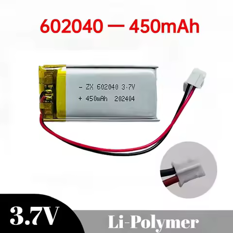 602040 3.7V 450mAh Lithium Polymer Li-ion Rechargeable Battery for GPS MP3 MP4 MP5 Car DVR Tachograph Headphone Li Ion Cell