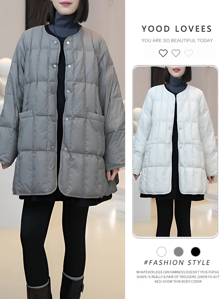 

Повседневная модная хлопковая куртка с длинными рукавами и круглым вырезом, легкое свободное пальто на одной пуговице, зимнее пальто средней длины в корейском стиле