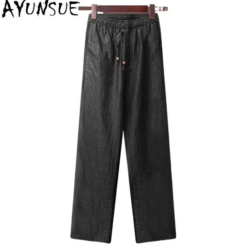 

AYUNSUE Элитные мужские брюки из 100% натурального шелка тутового шелкопряда, летние, 2026 года, высококачественные, из тонкой марлевой ткани, тонкие брюки для мужчин