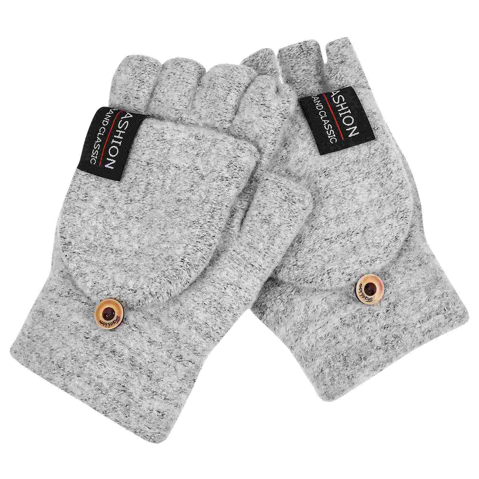 Gel Electric Heating Gloves Work Fingerless for Men with Heater Knitting Winter Mitten Heated