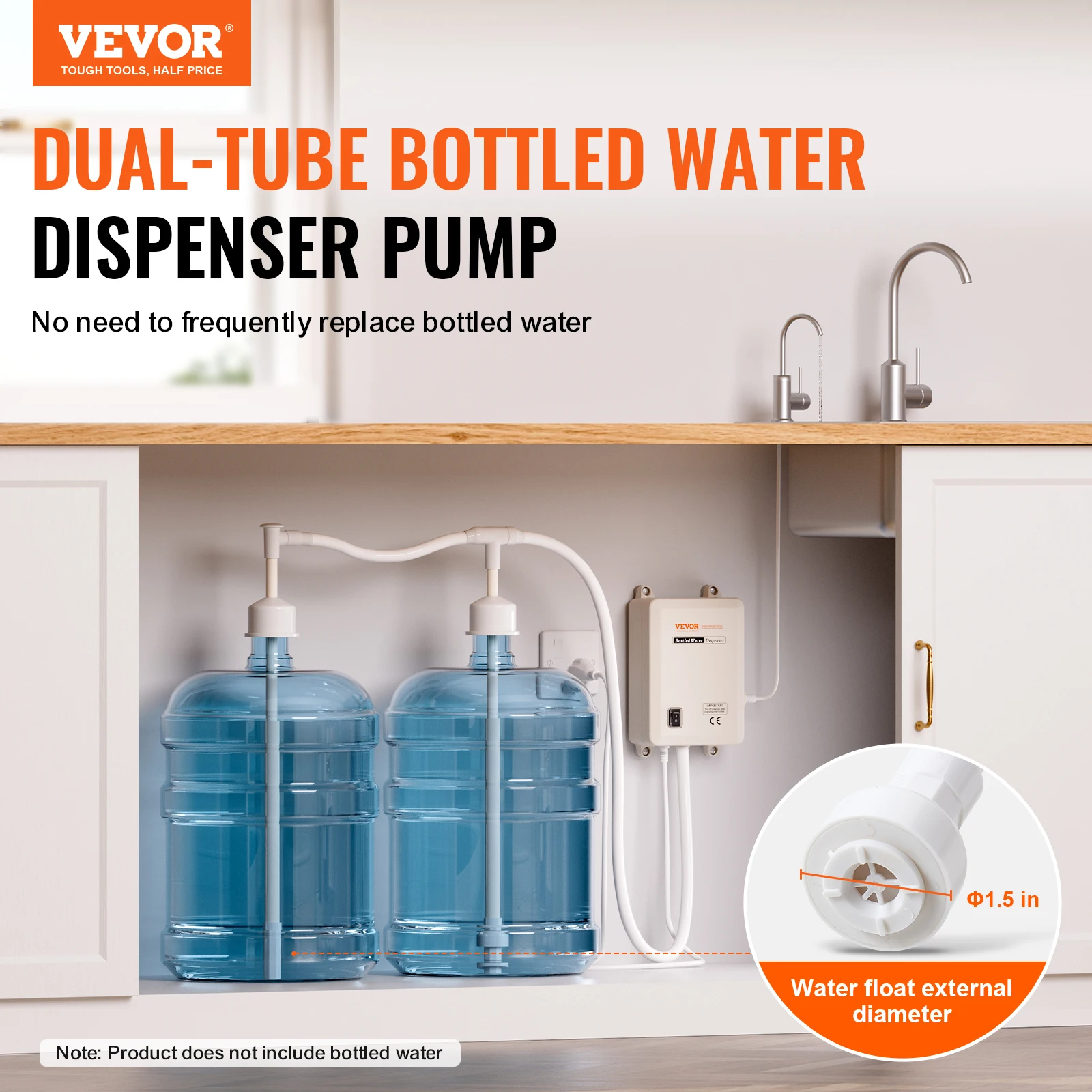 VEVOR Water Bottle Dispenser Pump System Filter Softener Single/Double Pipe Reverse Osmosis Equipment for Refrigerator Ice Maker