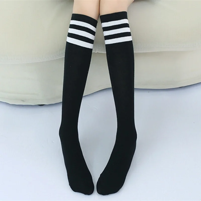 Kids Knee High Socks Girls Boys Children Football Skate Stripes Cotton Sports School Long Tube Leg Straight Without Heel Warm