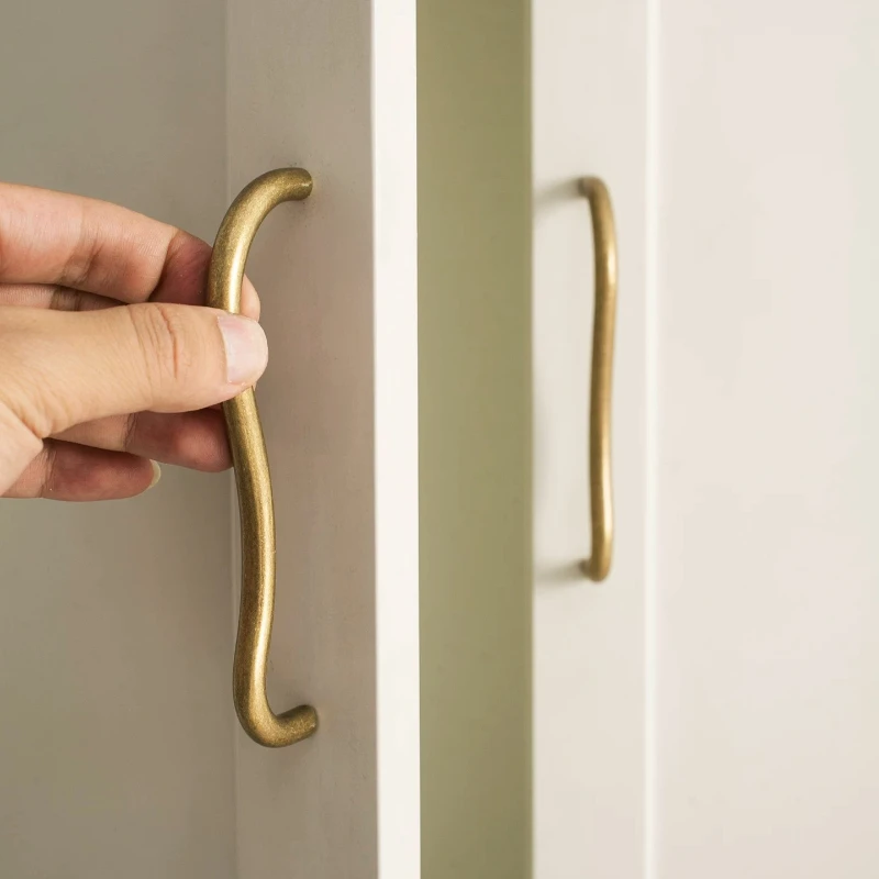 Creative Brass Cabinet Door Handle Bronze Irregular Cabinet Long Pull Strip Thin Handle European Personalized Shoe Cabinet Knobs