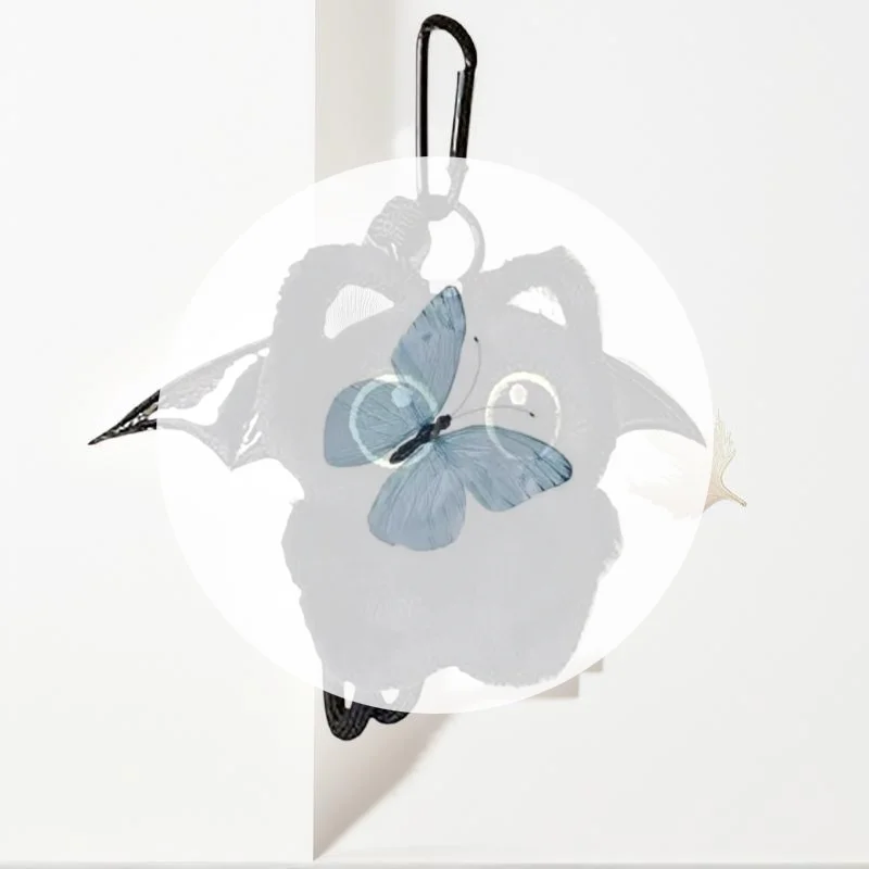 Chaveiro de boneca de pelúcia de gato preto macio, ornamento de mochila de gatinho de desenho animado pequeno, presente de aniversário exclusivo para meninos e meninas