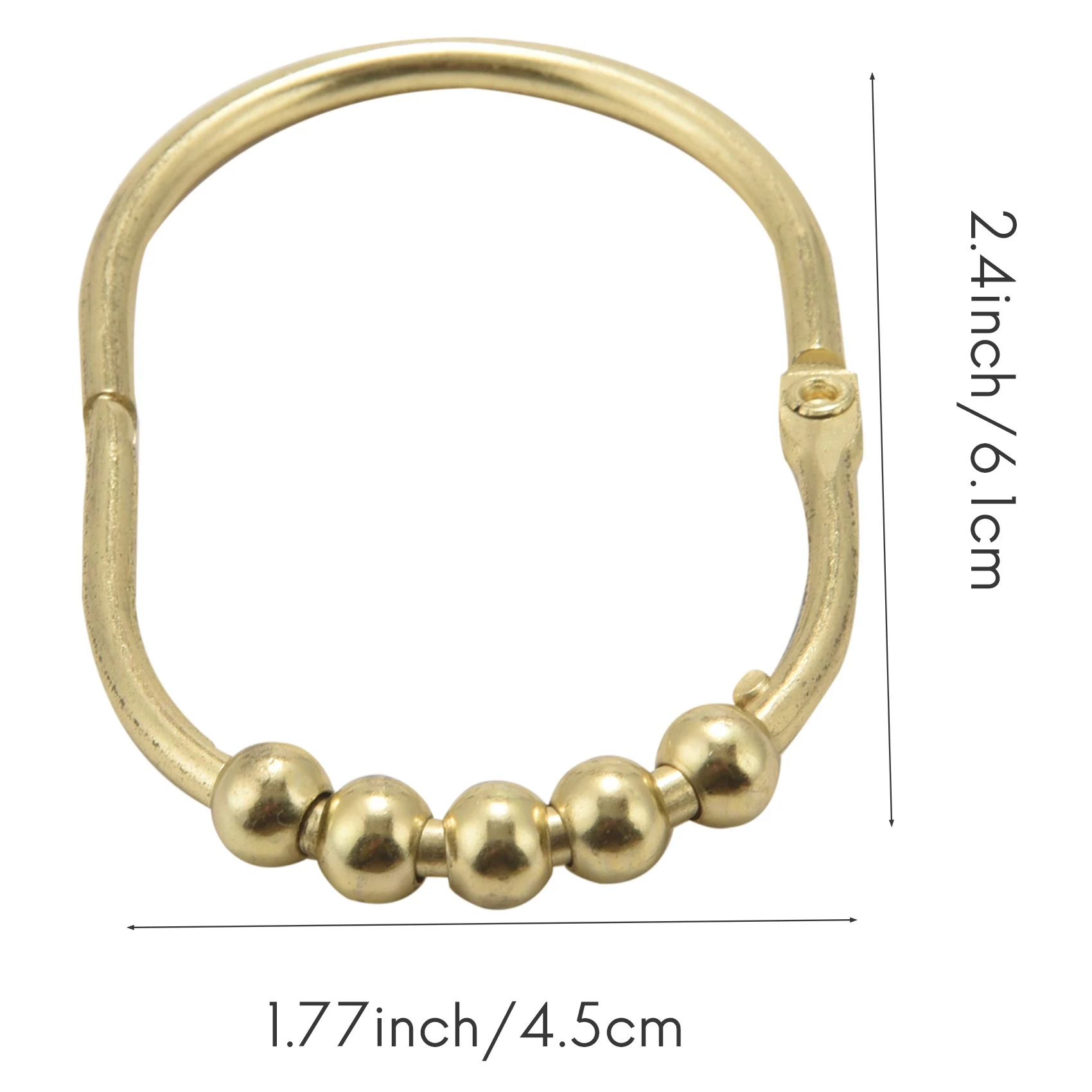 12 Pack Wide Shower Curtain Rings Hooks Set,Decorative Chrome Finish,Easy Glide Rollers,Rings for Shower Rods,Gold