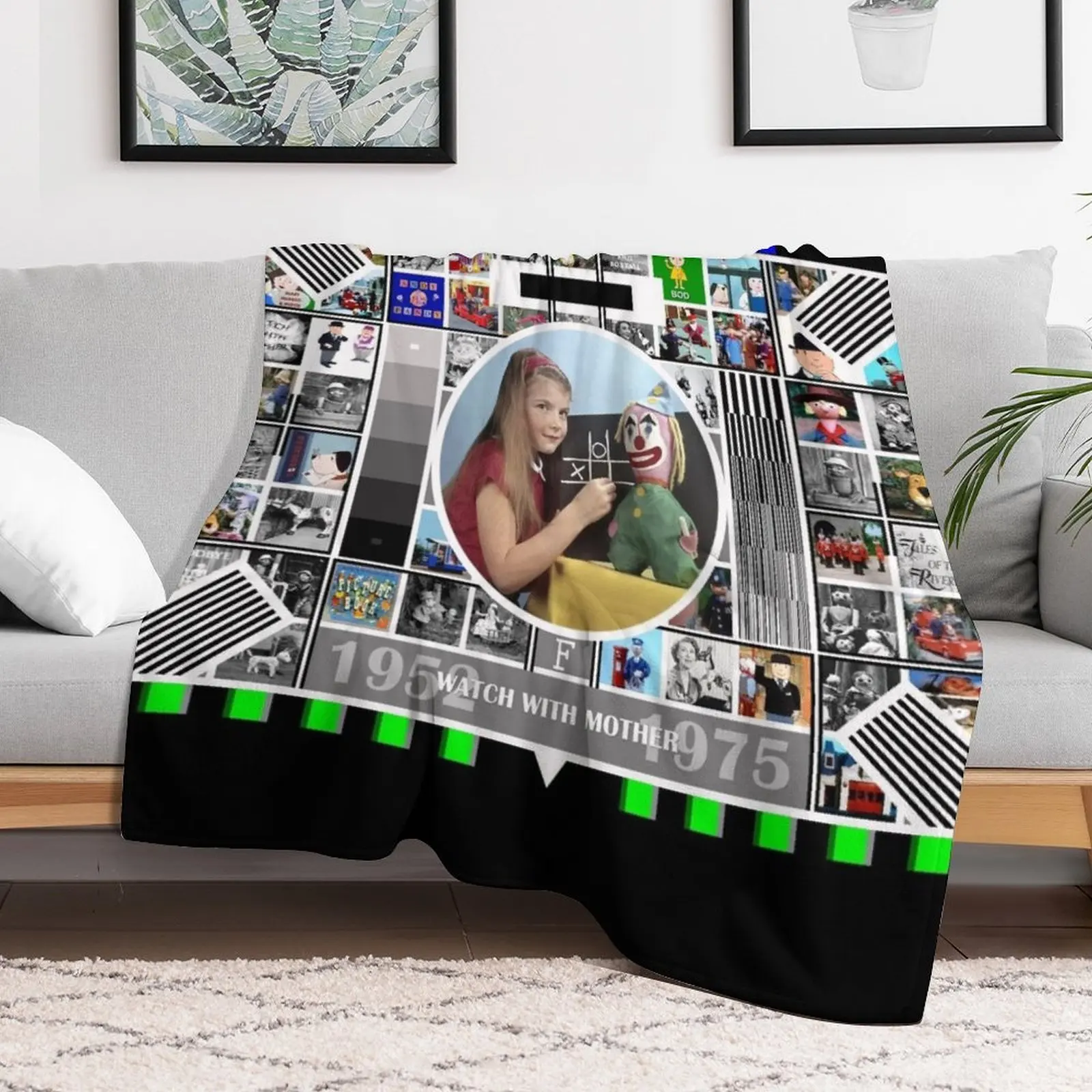 British Test Card 1952 - 1975 Watch With Mother Pop Art V1 Throw Blanket