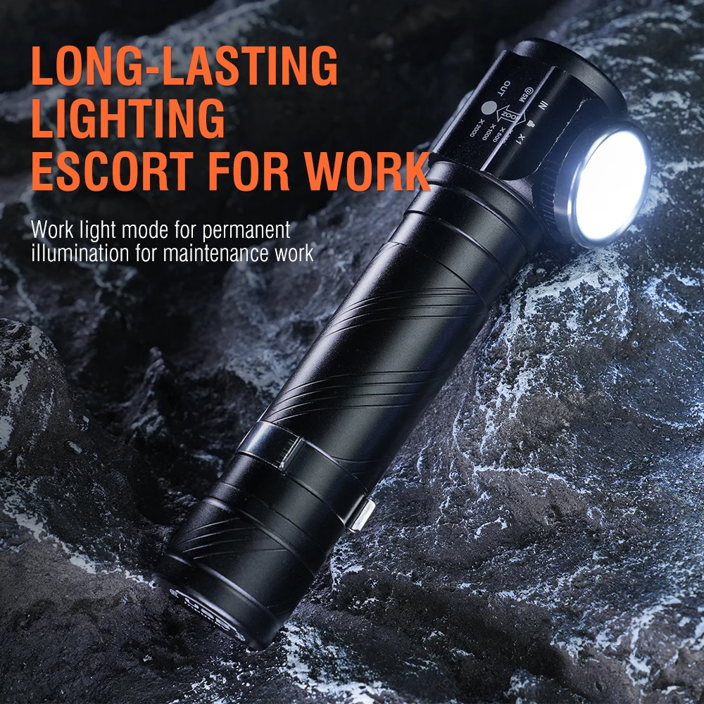 BORUiT 1190 LED Headlamp 1000LM Right Angle Zoomable Headlight Rechargeable Flashlight with Magnetic Fishing Camping Head Torch