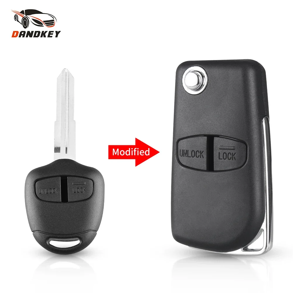 Dandkey Modified Chip Car Key Case For Mitsubishi Lancer ASX Grandis Evolution Outlander LANCER-EX MIT11/MIT8 Blade 2/3 Buttons