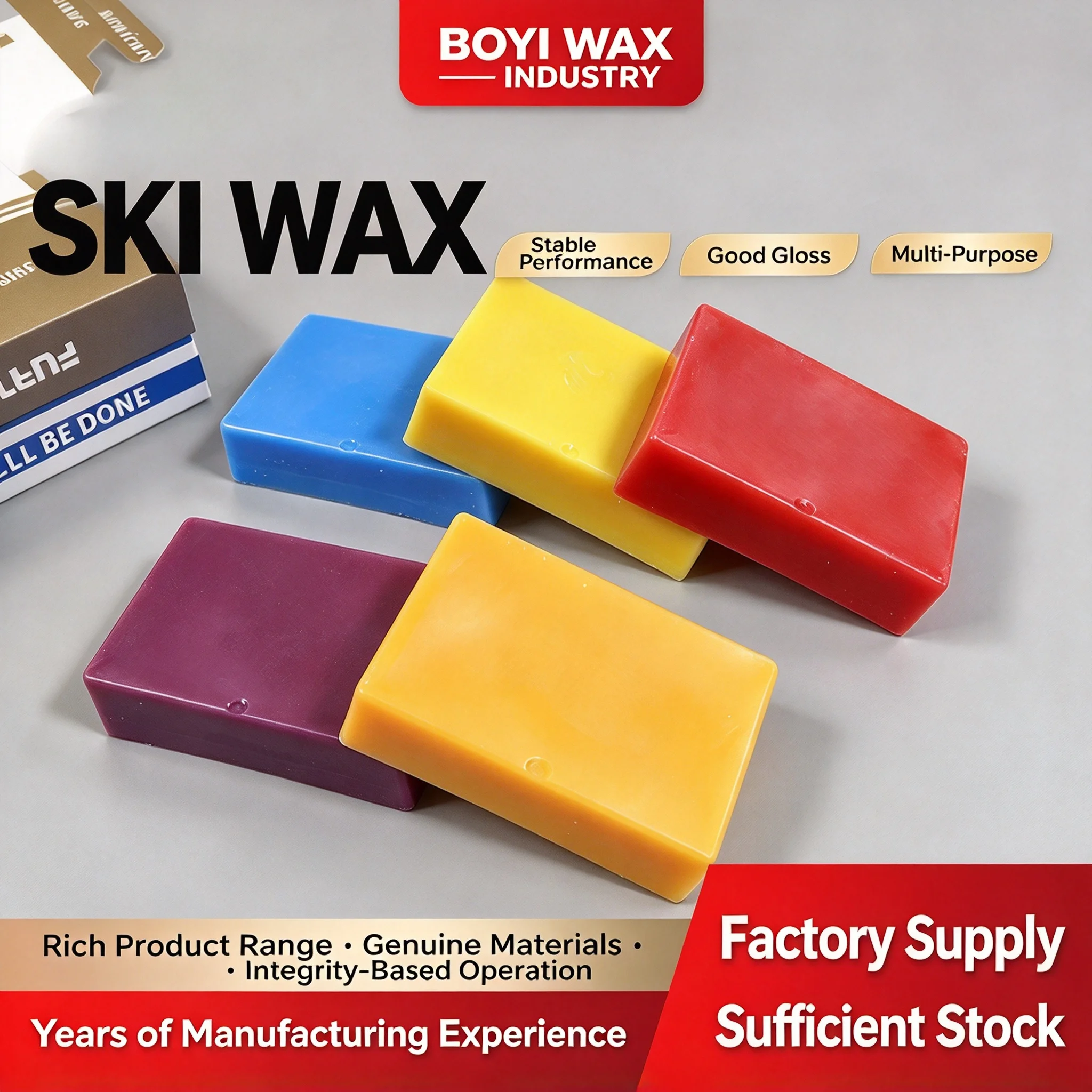 Competition Grade Ski Wax Reduce Friction Snowboard Wax Low temperature Maintenance Tuning Wax for Ski & Snowboard Base