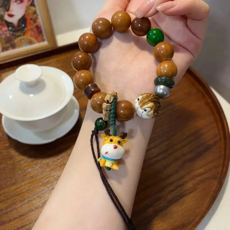Design Monkey Single Circle Antlers Guagai Elk Jasper Flexible Ring Passion Fruit Seed Bracelet