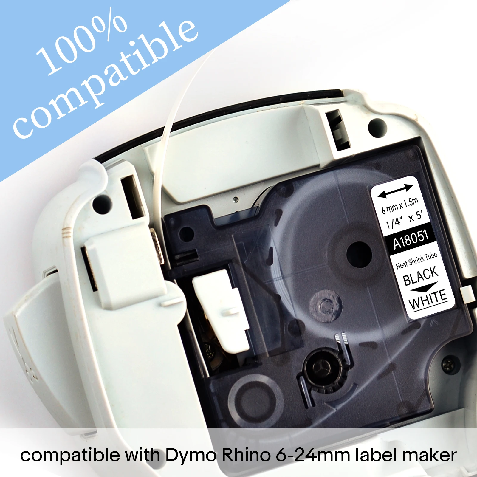 3/5/10PK IND Heat-Shrink Tube Label Compatible for DYMO A18051 18052 18055 18056 Industry Label For Dymo Rhino 4200 5200 Printer