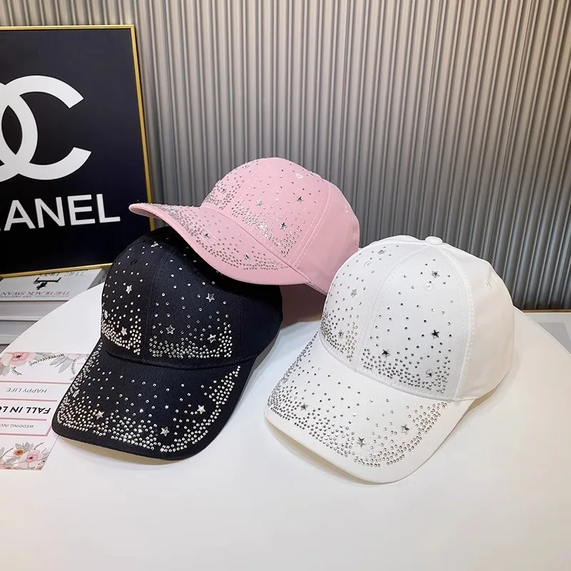 LABANCA Women's Butterfly Rhinestone Baseball Cap - Bling Studded Adjustable Sun Hat, White