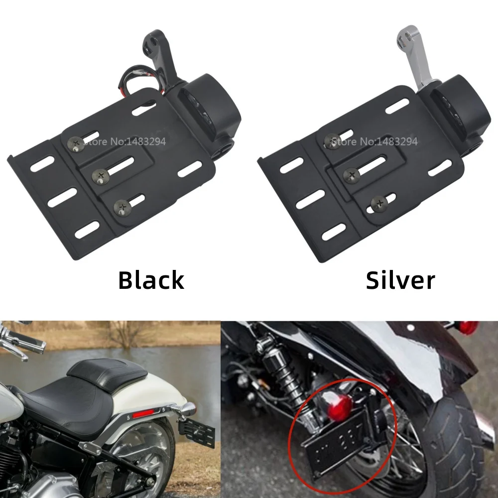 

Motorcycle Telescopic Folding Light Side Mount License Plate Frame Cover Holder For Harley Sportster 883 1200 48 accesorios moto