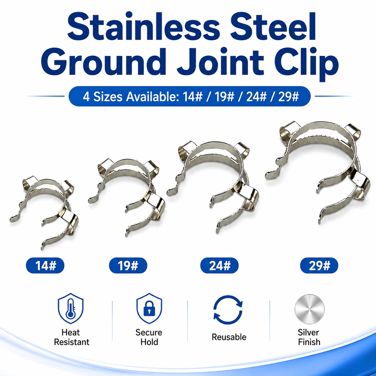2-10Pcs Stainlesss Steel Lab Cone Clamp Set 14# 19# 24# 29# for Glass Adapter Laboratory Glassware Support Clamp