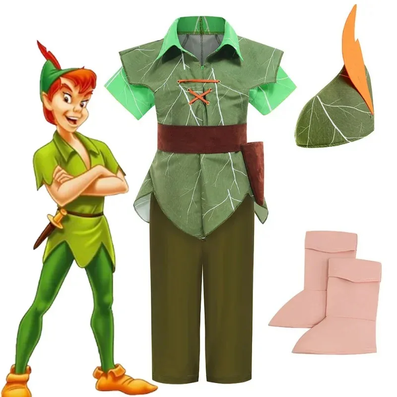 크리스마스 소년 피터팬 어린이 애니메이션 코스프레 의상 카니발 파티 COS 티셔츠 바지 정장 슈퍼 히어로 할로윈 의상