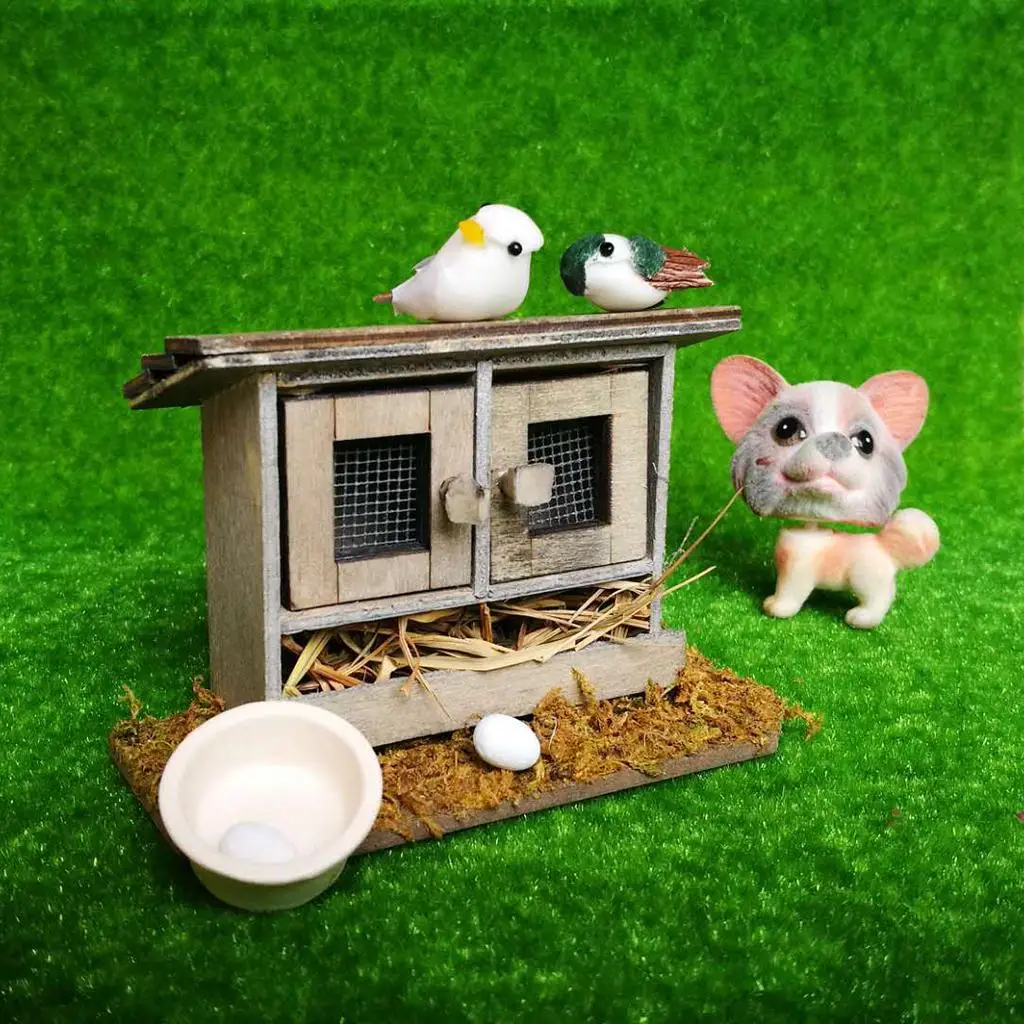 1 12 Dollhouse Accessories Wooden Hen House Model Miniature Chicken Coop for Dolls House Decoration