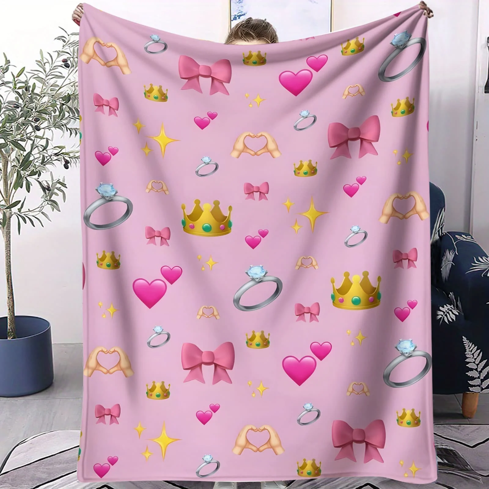 Coperta per aria condizionata con cuore rosa con fiocco, modello romantico cartone animato, coperta per pisolino, divano e letto, regalo morbido per ragazze e donne