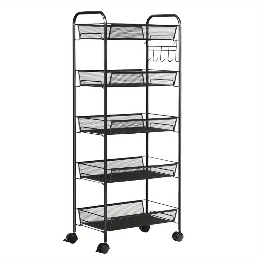 

Giantex 5 Tier Mesh Rolling File Utility Cart Storage Basket Home Office Kitchen Black