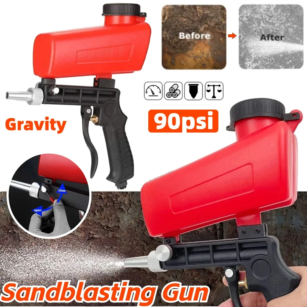 90psi Pneumatic Sand Blasting Machine Handheld Adjustable Pneumatic Sandblaster Spray Gun for Removal Paint Rust Corrosion Scale