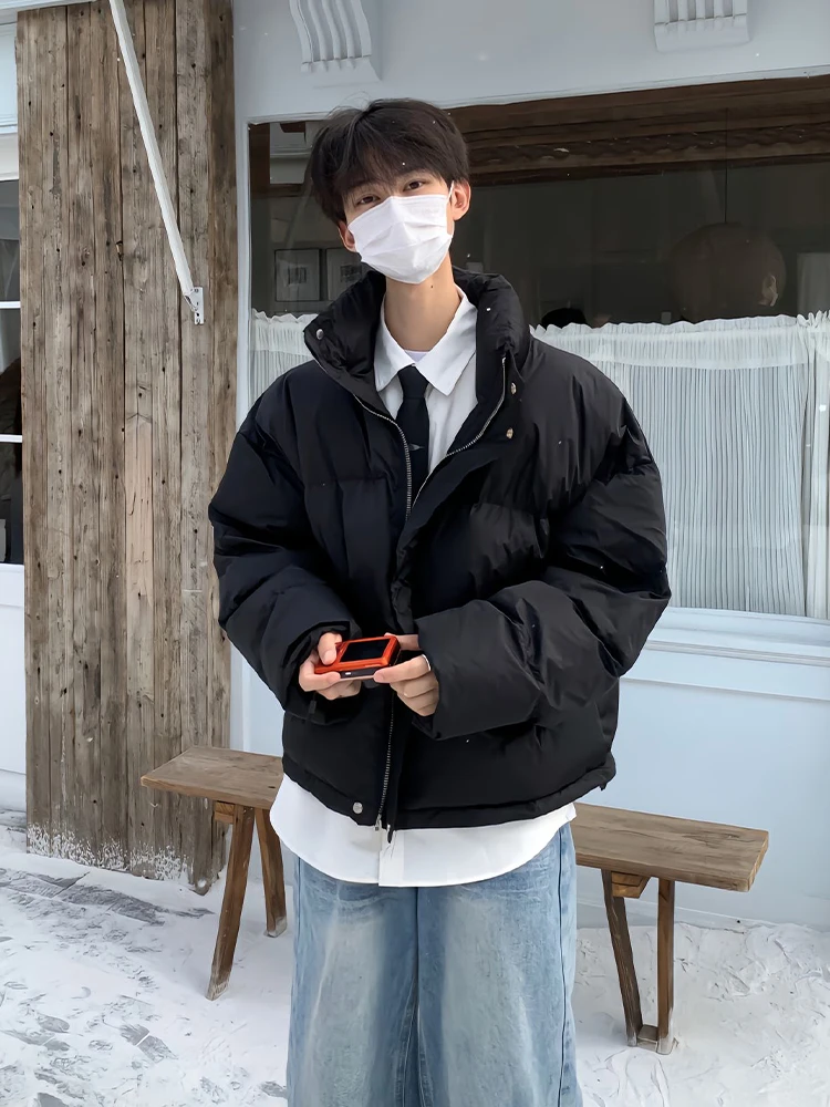 

Bla American Sle ort PU Leather Cotton Jaet Men's Winter Thiened Bread Sle Warmth Insulation Cotton Coat