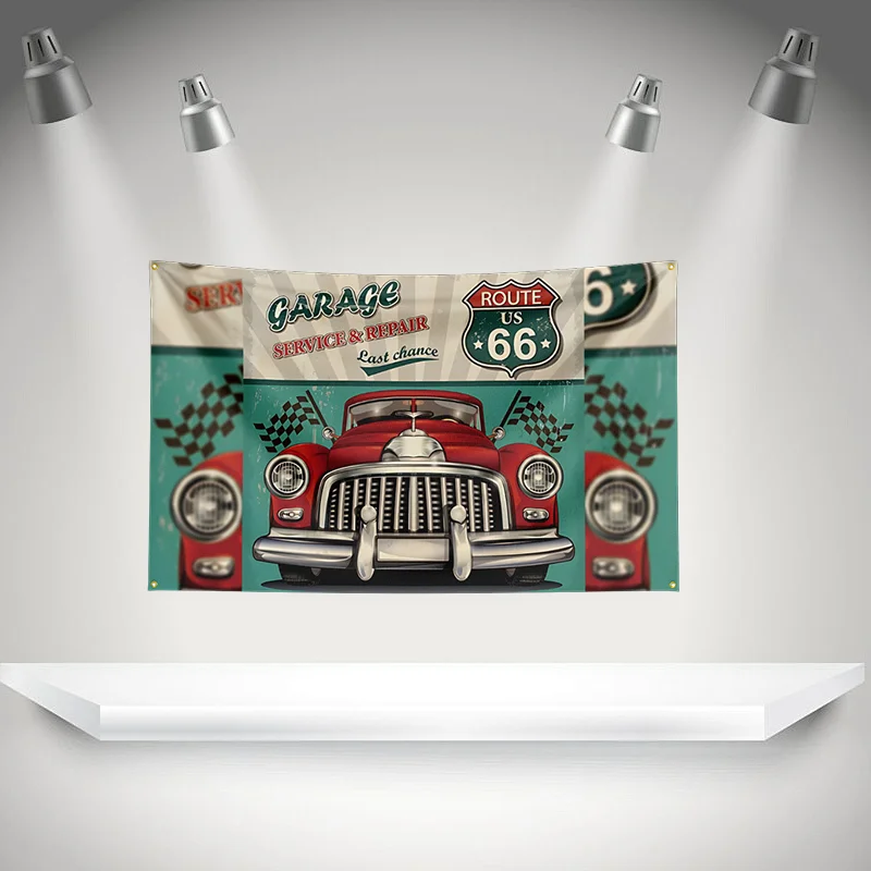 R-ROUTE 66 Motor Oil Flag   HD Printing Exhibition, Racing, Motor Fans, Porch, Garage Decoration
