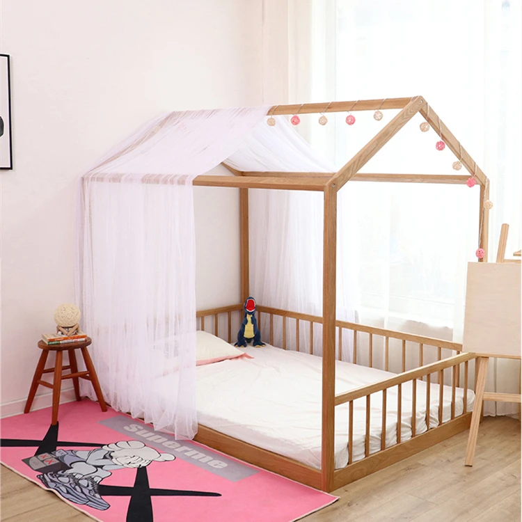 

Solid Wood Children's Bed with Guardrail Creative Floor Children's Room Bed Tree House
