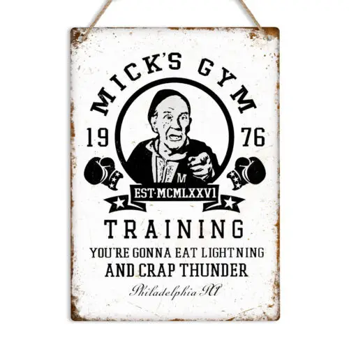 MICKS GYM Vintage Retro Metall-Blechschild, Dekorationsplakette Mighty Boxing Balboa-Aluminium
