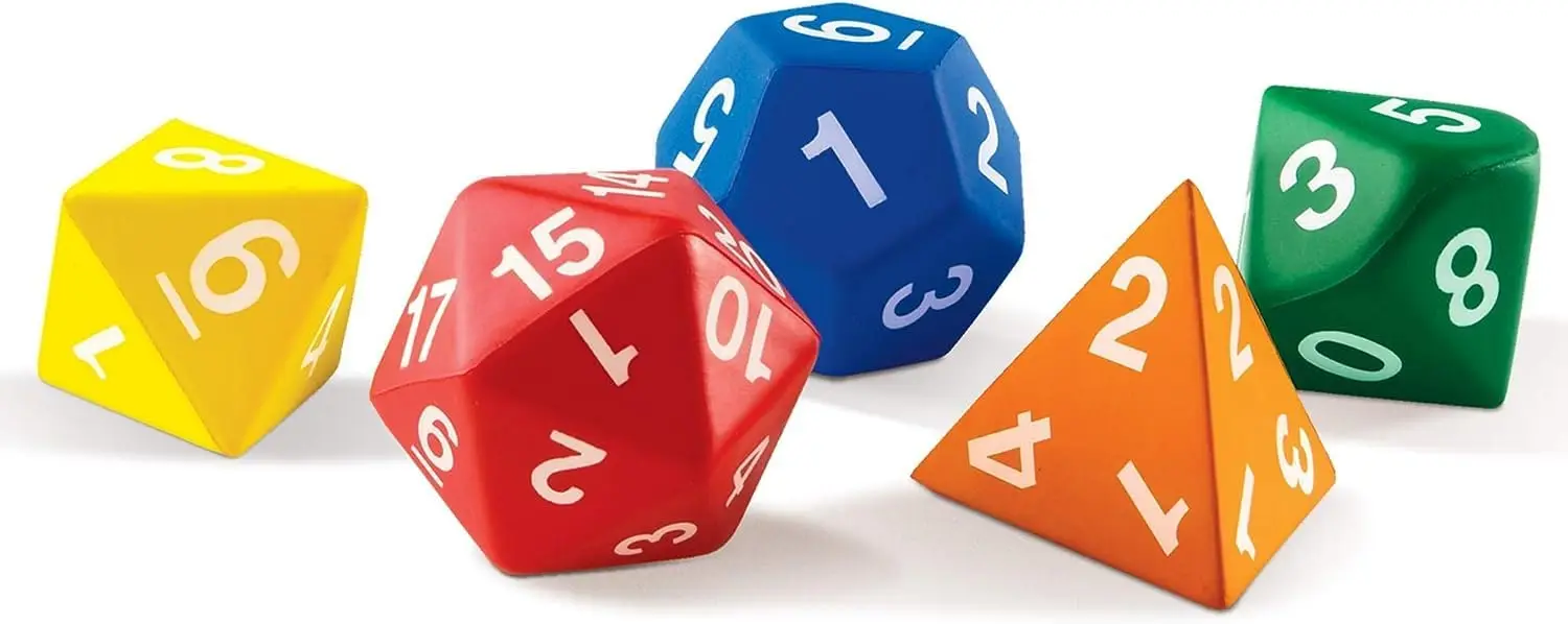 

Jumbo Foam Polyhedral Dice for Math Learning and Classroom Activities with D4 D8 D10 D12 D20