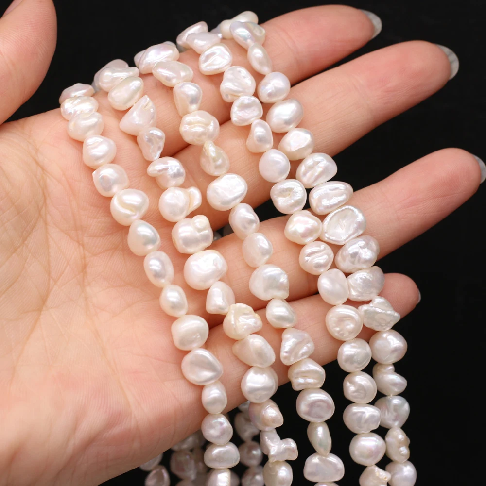 

Natural Freshwater Pearl Beaded Irregular White Flat Circular 7-8mm Jewelry Making DIY Necklace Bracelet Accessory Gift