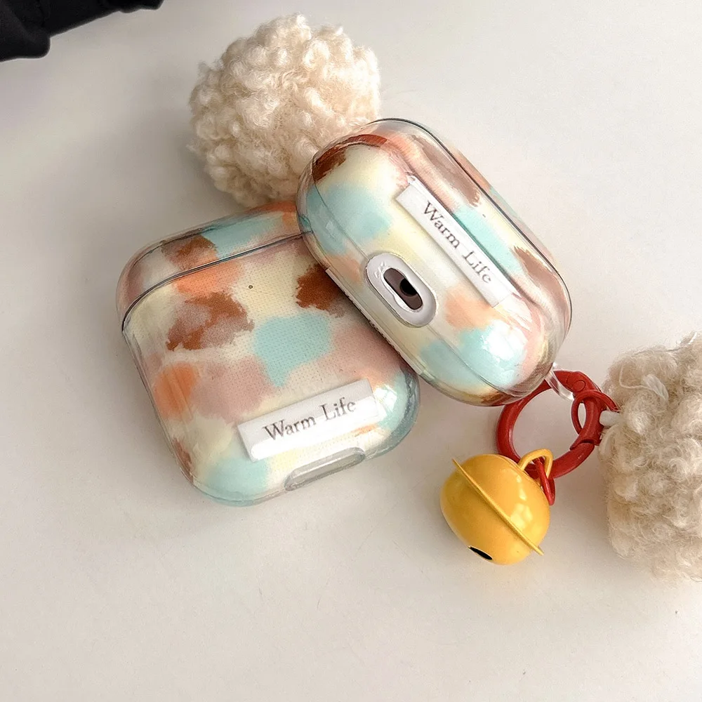 موضة المائية IMD لمعان نمط أفخم جرس صغير المفاتيح قلادة لينة غطاء للحماية ل AirPods 1 2 3 4 برو برو 2 حالات