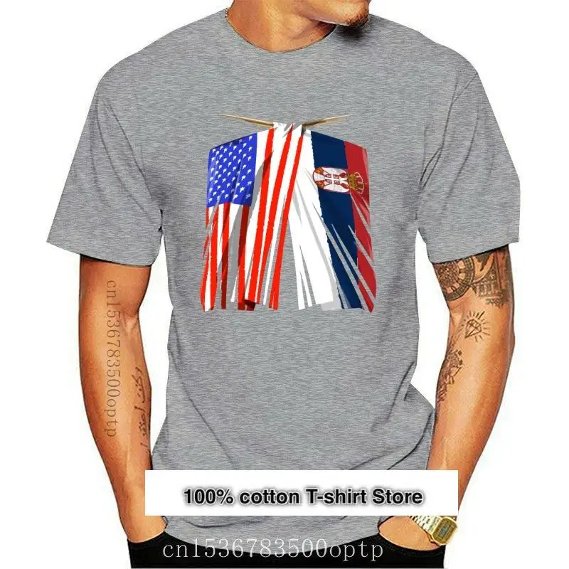 Camiseta con bandera del orgullo de Serbia y América para hombre