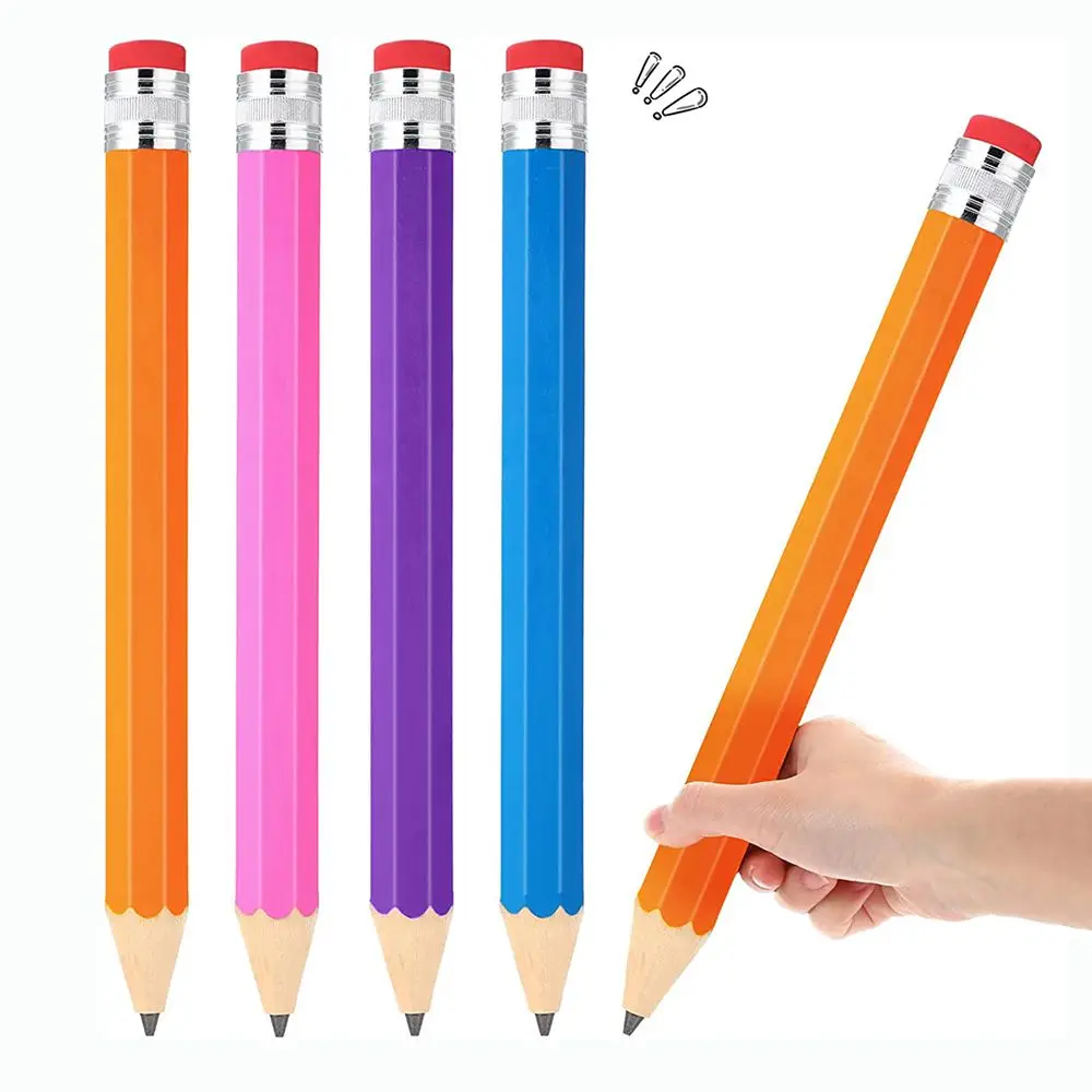 Creative School Office Supplies Boys Girls Kids 35cm Wood Jumbo Pencil Huge Pencil Giant Pencil with Cap and Eraser