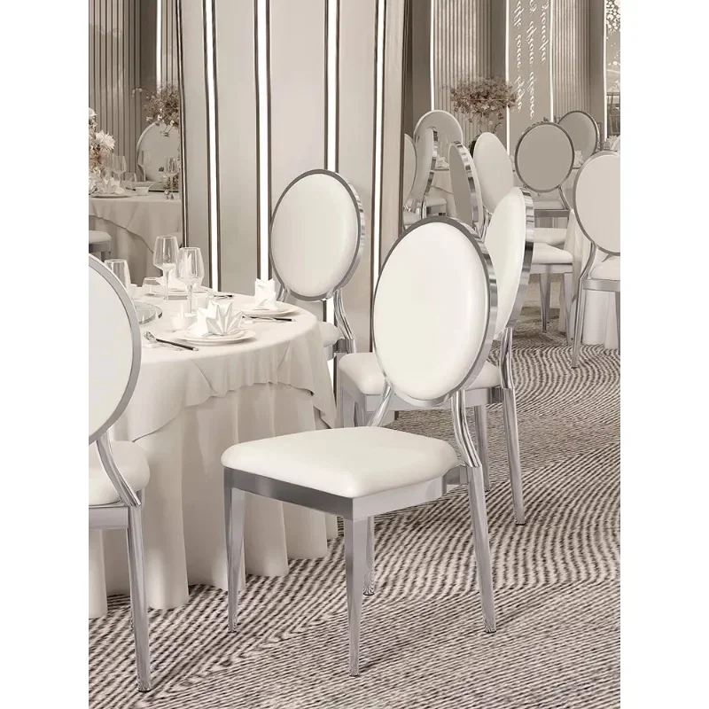 

Wedding chair light luxury wrought iron electroplating retro hotel chair oval back dressing chair conference wedding hall dining