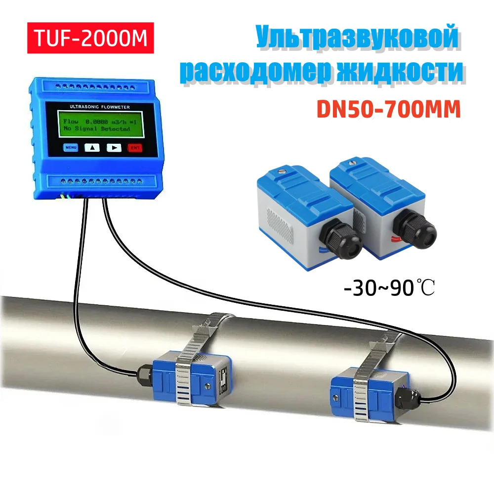 TUF-2000M Water Flow Meter TS-2(DN15~DN100) TM-1 TL-1-HT(-30~160℃) High-Tem Ultrasonic Module Sensor Digital Liquid Flowmeter