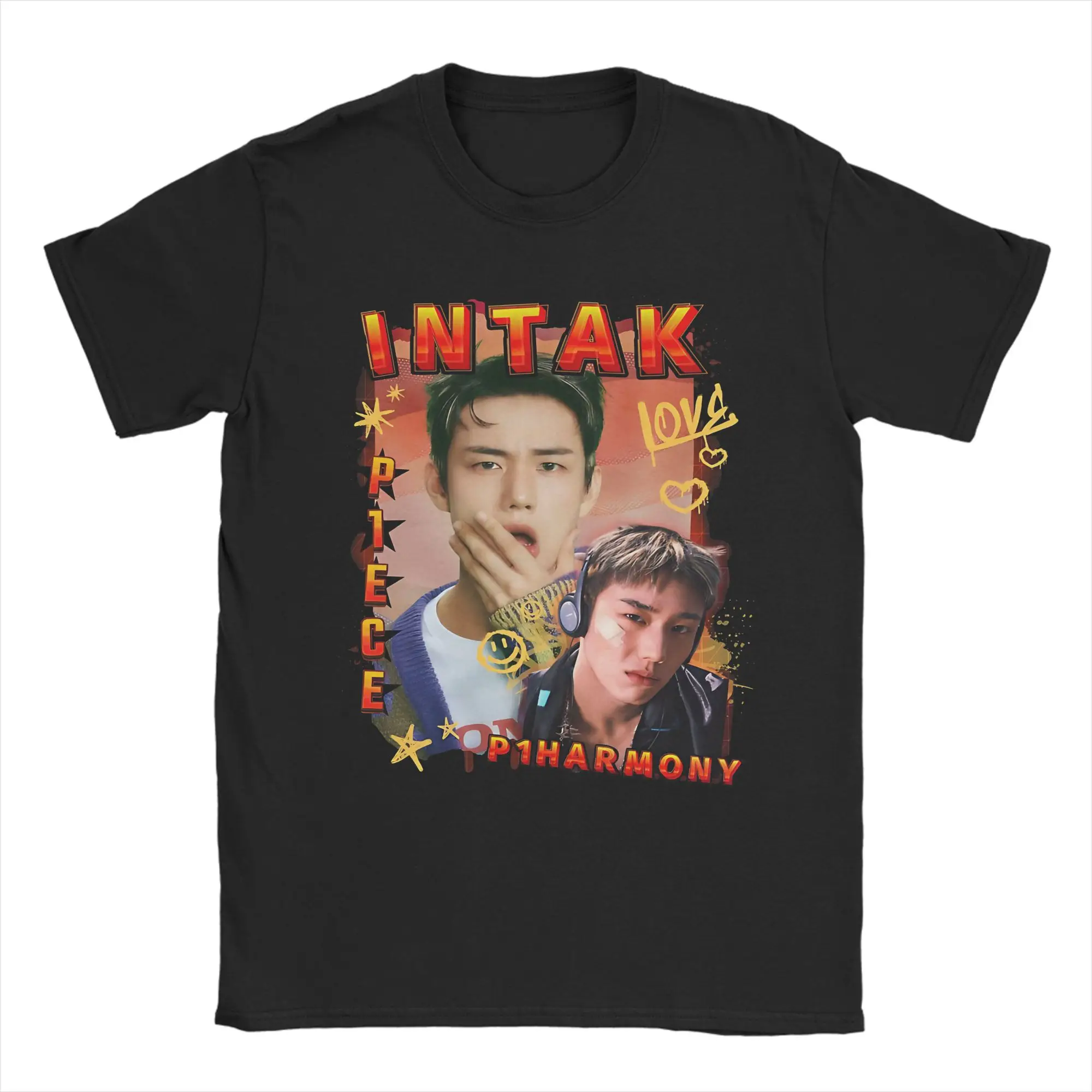 

Мужская футболка P1Harmony Intak Корейская группа KPop Забавные хлопковые футболки с короткими рукавами Топы с круглым вырезом 4XL 5XL 6XL