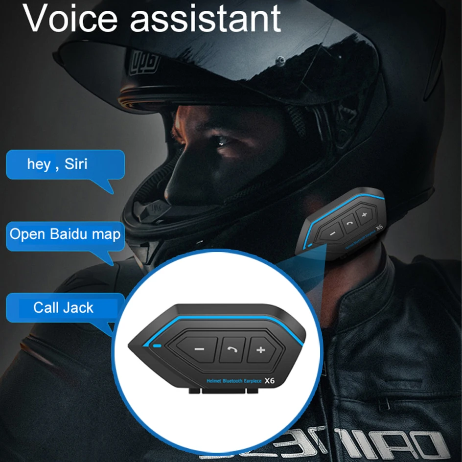 

The Latest X6 Helmet Headset Motorbike BT Motorcycle Bluetooth Helmet Intercom Waterproof Stereo Headset for Cell Phone 2 rider