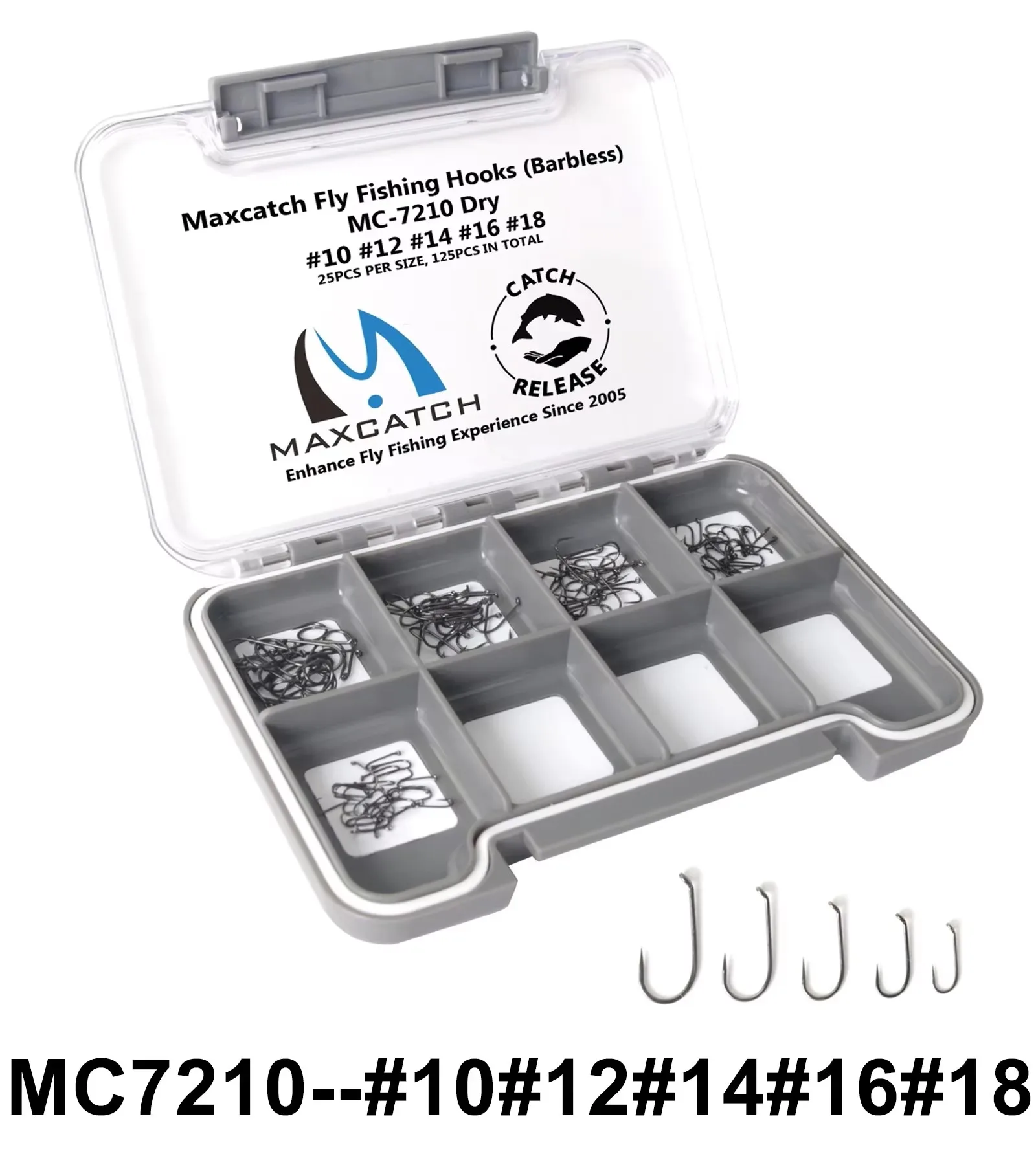 

MAXIMUMCATCH Коллекция крючков для завязывания мух без гриба 125/150 шт. 6-18 # Кованый черный никель для рыболовных крючков для нимф/джиг