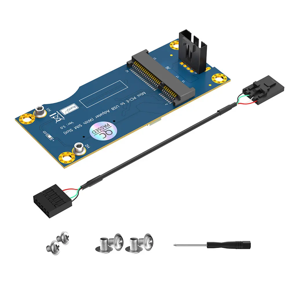 Adapter Mini PCI-E na USB 2.0 z gniazdem karty SIM Zewnętrzny konwerter Adapter transmisji danych dla modułu WWAN/LTE 3G/4G