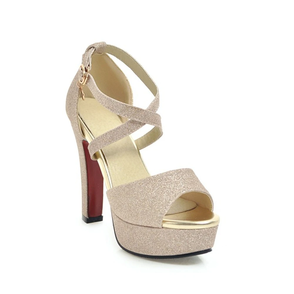 

Женские летние туфли на высоком толстом каблуке с открытым носком, водонепроницаемые, сексуальные, с пряжкой, для свадьбы, модные рабочие сандалии на платформе 88-5