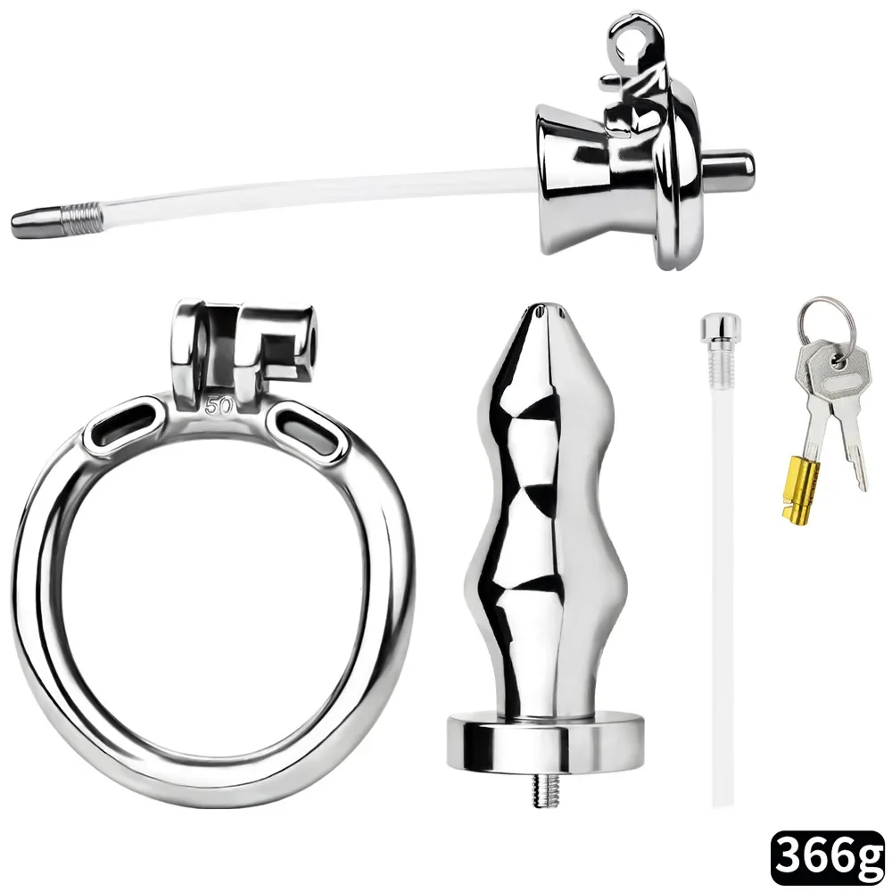 New Chastity Cage with Anal Plugs Male Erotic Masturbator Diversion Shower Enema Double Anal Plugs for Couples Lesbian Gay Men18