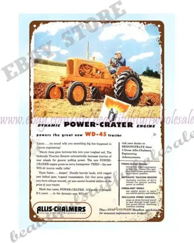 1953 Allis Chalmers WD-45 tractor farm machinery metal tin sign art of the wall