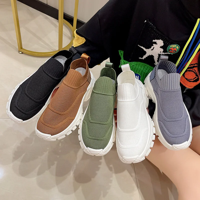 New Comfortable Women's Sneakers Spring Outdoor Casual Slip On Ladies Solid Color Sports Running Shoes Breathable Walking Shoes