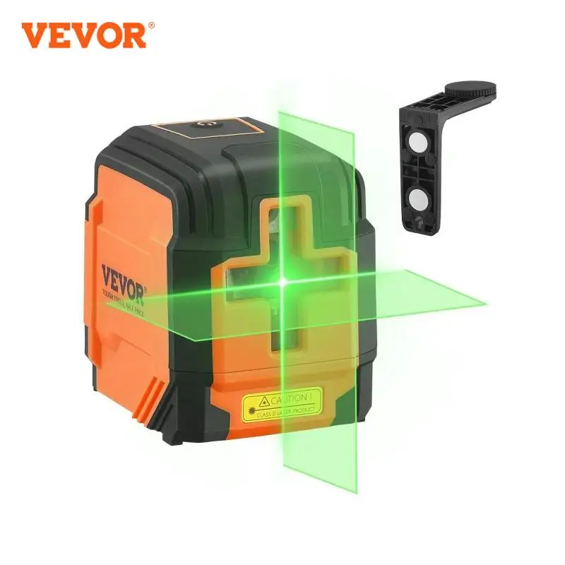 VEVOR Niveau Laser Vert 15 m Ligne Croisée Mode Autonivelant Manuel Longueur d'Onde Laser 520 nm ± 10 nm Laser de Construction ± 0,28 cm à 10 m 5 h de Travail Continu avec Batterie Support Chargeurs