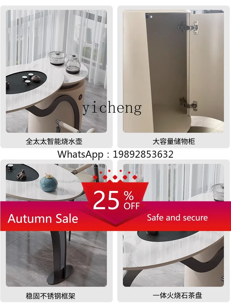 

TQH Light Luxury Stone Plate Table-Chair Set Tea Making Table Modern Simple High Household Small home decoration accessories