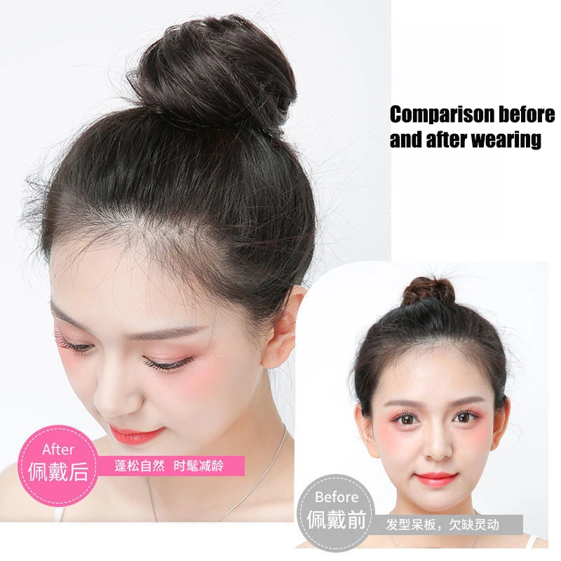 الاصطناعية الكرة رئيس وهمية Scrunchie كعكة الشعر مستقيم مجعد رباط شعر مطاطا كاذبة خصلات شعر للنساء اللحم رئيس Chignon